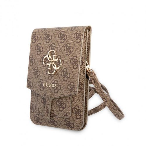 Univerzální pouzdro / taška s kapsou na mobil - Guess, 4G Metal Logo Bag Brown GUWBG4GFBR