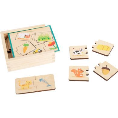 small foot ® Vzdělávací hra dřevěné puzzle krmení zvířat