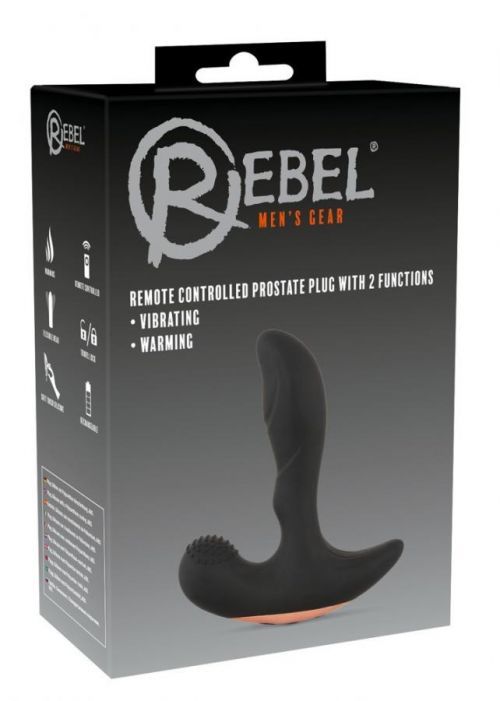 Rebel - cordless, radio-heated anal dildo (black)