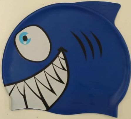 BornToSwim Shark Junior Swim Cap Tmavě modrá