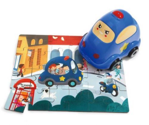 Puzzle Policejní auto, dřevěné s hračkou