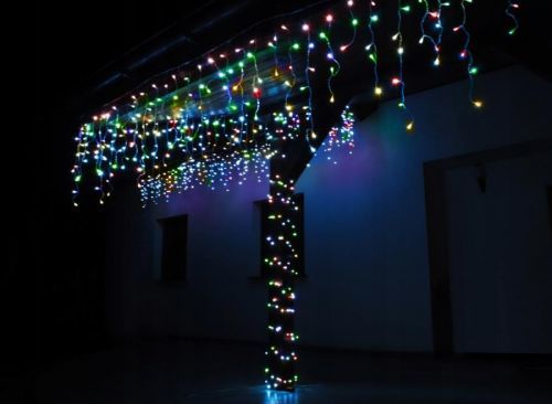Maxy Vánoční venkovní/vnitřní LED osvětlení rampouchy na dům, zahradu, stromek 16,65 m - 300 LED vícebarevné - napájení 220V - BR7426