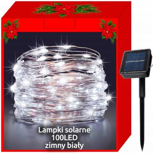Vánoční solární osvětlení Maxy - venkovní vodotěsný řetěz - 100 mikro LED, řetěz 12m - studené bílé LED - BR7428