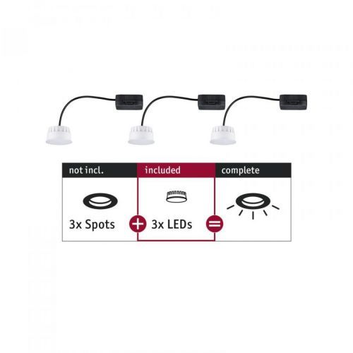PAULMANN LED Modul vestavné svítidlo Choose Coin 3ks sada kruhové 50mm Coin 3x6W 3x470lm 230V 2700K satén 92472