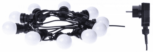 Emos LED světelný řetěz – 10× párty žárovky mléčné, 5 m, teplá b.