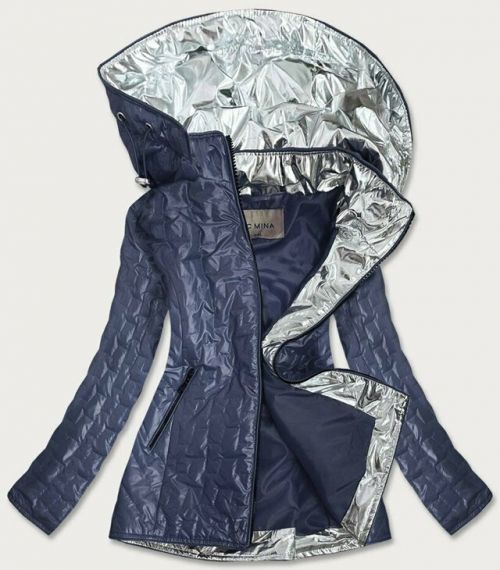 Světle modrá dámská bunda s ozdobnými vsadkami (MM50) - 46 - Modrá