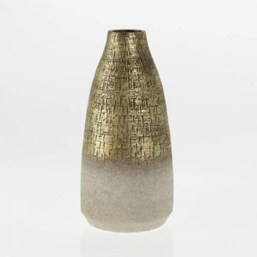 Váza kónická úzké hrdlo YUNA keramika zlatá 33cm