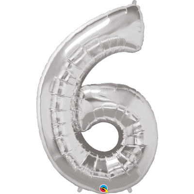 Balónek foliový Číslo 6 stříbrný ALBI