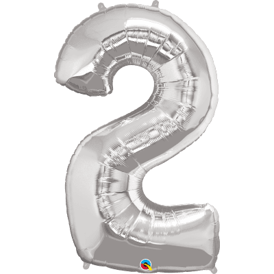 Balónek foliový Číslo 2 stříbrný ALBI