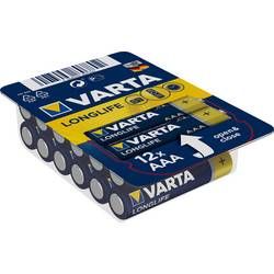 Mikrotužková baterie AAA alkalicko-manganová Varta Longlife LR03, 1200 mAh, 1.5 V, 12 ks