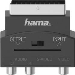 S-video / cinch AV adaptér Hama 00205268, [1x S-Video zásuvka - 3x cinch spojka], černá