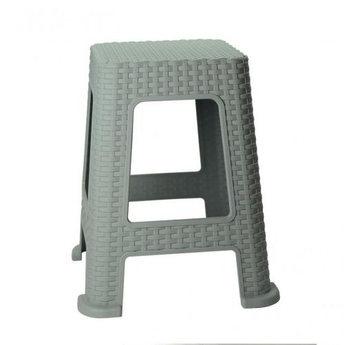 KOZÁČEK Stolička taburet  RATAN 100kg v.45cm šedá