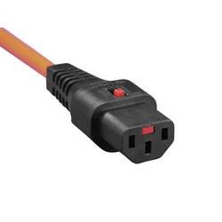 IEC připojovací kabel C13/C14 Kash, IEC C13 zásuvka 10 A - úhlová zástrčka s ochranným kontaktem, černá, oranžová, 3.00 m, 1 ks