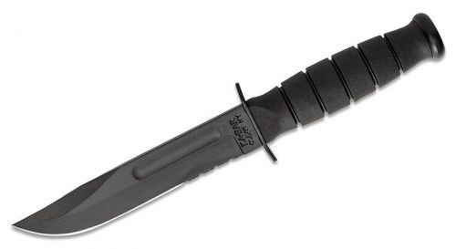 Nůž s pevnou čepelí Short KA-BAR®, kombinované ostří – Černá čepel, Černá (Barva: Černá, Varianta: Černá čepel)
