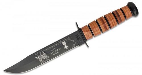 Nůž s pevnou čepelí US Army Vietnam KA-BAR® – Černá čepel, Hnědá (Barva: Hnědá, Varianta: Černá čepel)