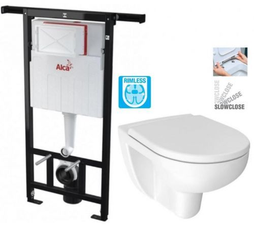 ALCAPLAST Jádromodul předstěnový instalační systém bez tlačítka + WC JIKA LYRA PLUS RIMLESS + SEDÁTKO DURAPLAST SLOWCLOSE AM102/1120 X LY2