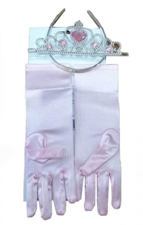 RAPPA Sada princezna rukavice s korunkou - růžová