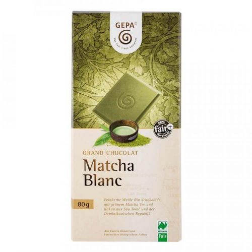 GEPA Bílá čokoláda s čajem matcha BIO 80 g