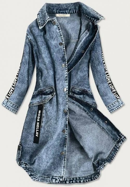 Světle modrá volná dámská džínová bunda/přehoz přes oblečení (C101) - XS (34) - Modrá
