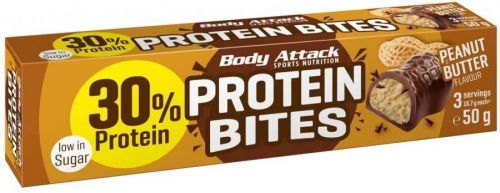 Body Attack Protein Bites 3 x 16 g, pralinky s arašídovou náplní a čokoládovou polevou, Arašídové máslo