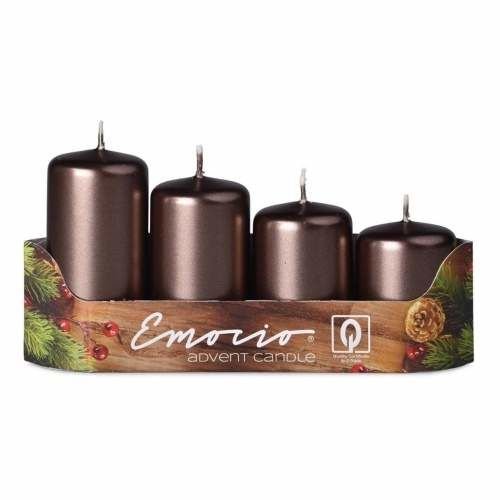 Svíčka stupně metalik hnědá 4ks