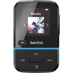 MP3 přehrávač SanDisk Clip Sport Go, 32 GB, upevňovací klip, FM rádio, hlasové nahrávání, modrá