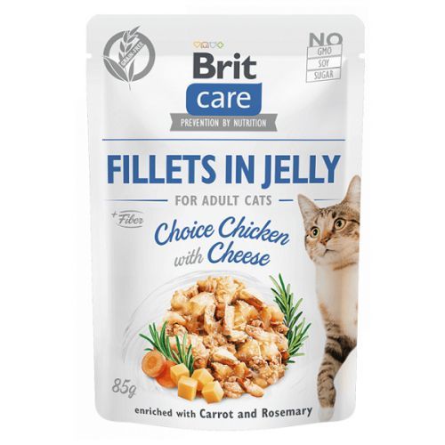 Brit Care Cat Fillets in Jelly Chicken&Cheese 85g
