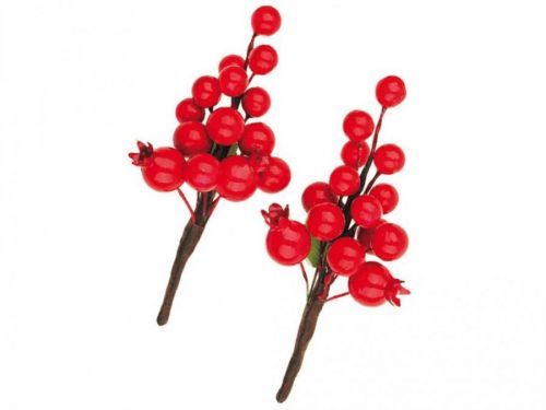 Anděl Dekorační větvička červených bobulí - 2 ks, 14 cm