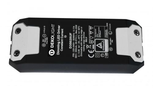 Deko-Light LED-napájení BASIC, DIM, CC, D35020UF/20W konstantní proud 350 mA IP20 stmívatelné 28-57V DC 9,80-20,00 W 862204