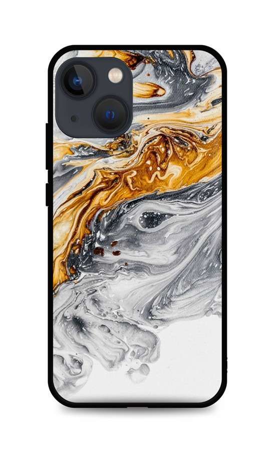 Kryt TopQ LUXURY iPhone 13 pevný Marble šedo-zlatý 64754