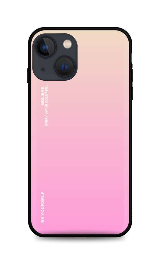 Kryt TopQ LUXURY iPhone 13 pevný duhový meruňkový 64748