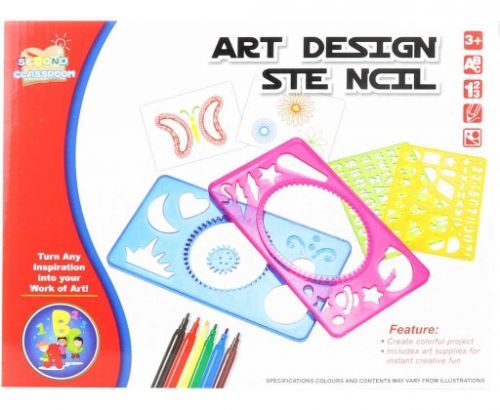 Inspiro kreativní sada na obkreslování se šablonami s fixy a bločkem