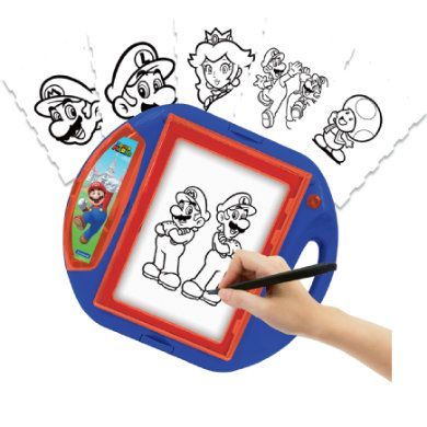 LEXIBOOK Projektor na kreslení Super Mario se šablonami, razítky a tužkou