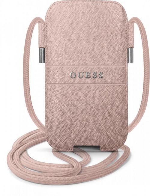 Guess Saffiano Metal Logo Pouch GUPHMPSASBPI pouzdro S/M, růžová