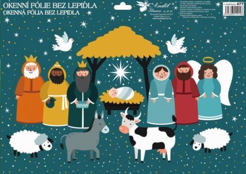 Anděl Okenní fólie - barevný betlém - 42 x 26 cm - 477