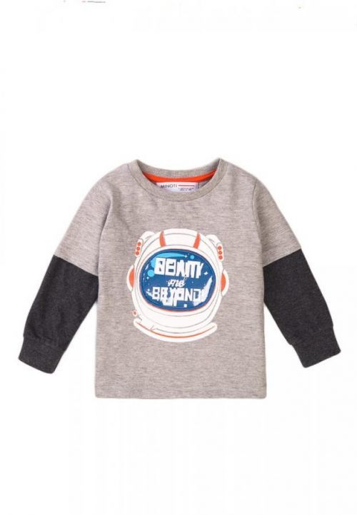 Tričko chlapecké s dlouhým rukávem, Minoti, Beam 3, šedá - 104/110
