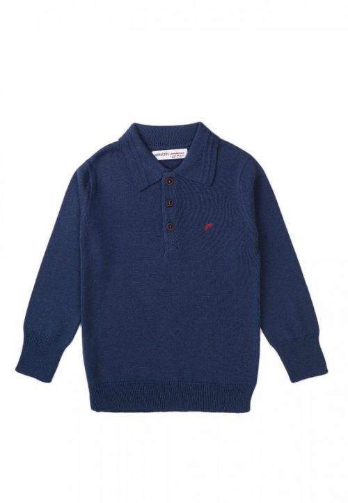 Tričko chlapecké Polo s dlouhým rukávem, Minoti, Retro 1, modrá - 104/110