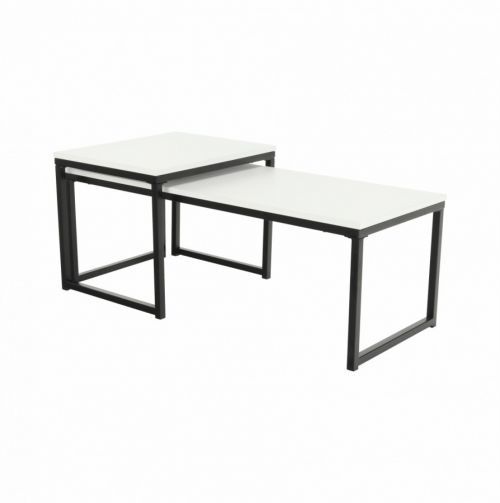 Tempo Kondela Set 2 konferenčních stolků KASTLER NEW TYP 2 - matná bílá / černá