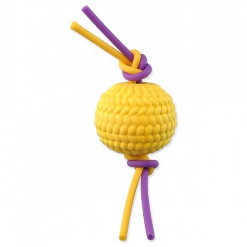Hračka Dog Fantasy míček + flexi lana TPR pěna žlutý 22cm
