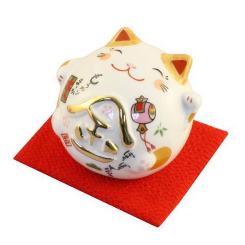 JPa Japonská kočka štěstí Maneki Neko Lucky Cat pokladnička, 6 cm