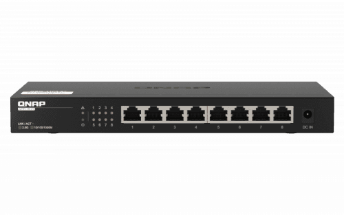 QNAP switch QSW-1108-8T (8x 2,5GbE port, pasivní chlazení, podpora 100M/1G/2,5G); QSW-1108-8T