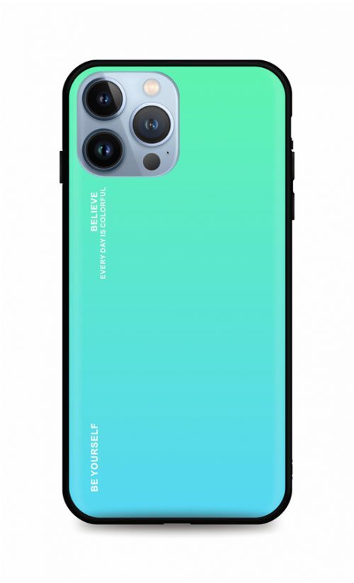 Kryt TopQ LUXURY iPhone 13 Pro Max pevný duhový zelený 65583