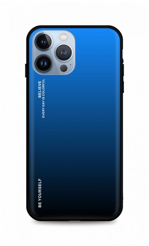 Kryt TopQ LUXURY iPhone 13 Pro Max pevný duhový modrý 65579