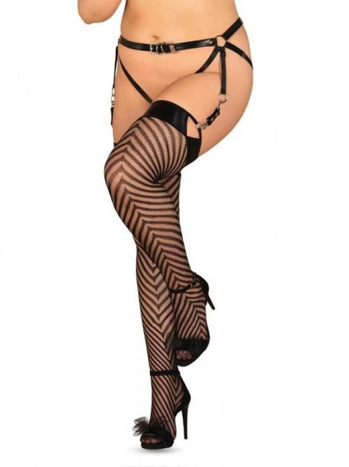 Jedinečné punčochy S818 stockings 2XL/3XL - Obsessive Černá 2XL/3XL