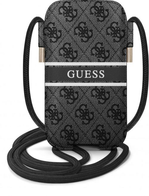 Kapsa se šňůrkou na iPhone 11 Pro MAX / iPhone 12 Pro MAX / iPhone XS MAX - Guess, 4G Pouch Printed Stripe L Gray GUPHL4GDGR