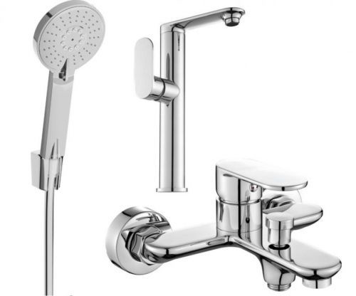 MEXEN/S Milo R40 SET umyvadlová baterie + vanová s příslušenstvím, chrom 713153R40-00