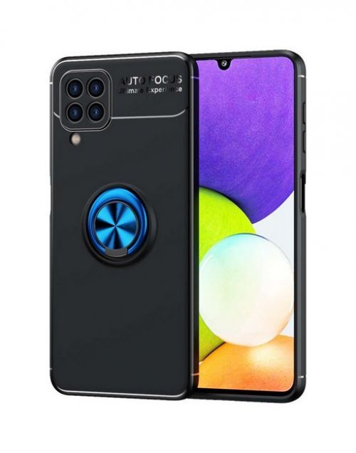 Kryt TopQ Samsung A22 silikon černý s modrým prstenem 65433