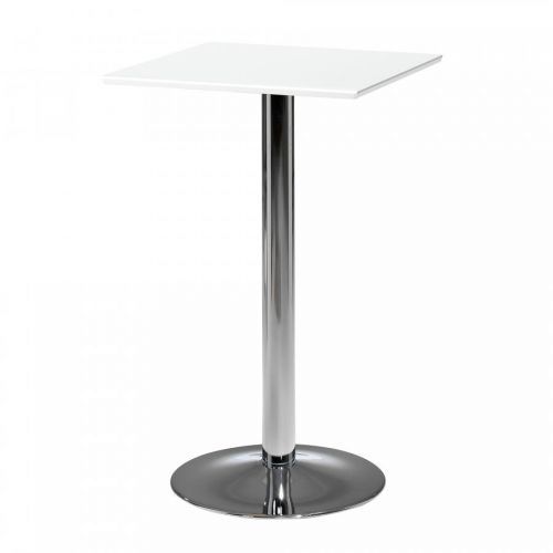 Barový stůl BIANCA, 700x700 mm, HPL, bílá/chrom