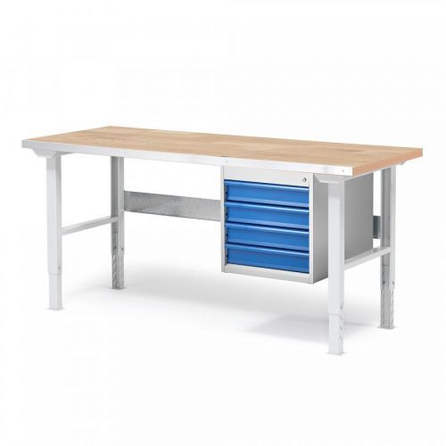Dílenský stůl Solid, 750 kg, 1500x800 mm, dubový povrch, 4 zásuvky