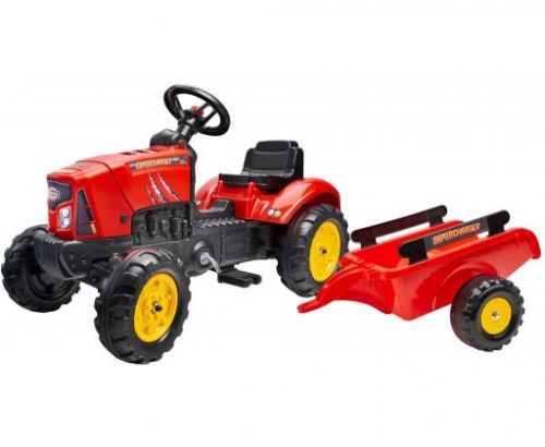FALK Set baby traktor Super Charger šlapací Červený vozítko s valníkem